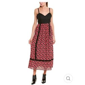 NWT ANNA SUI SILK MAXI DRESS WILDFLOWERS IN THE WIND